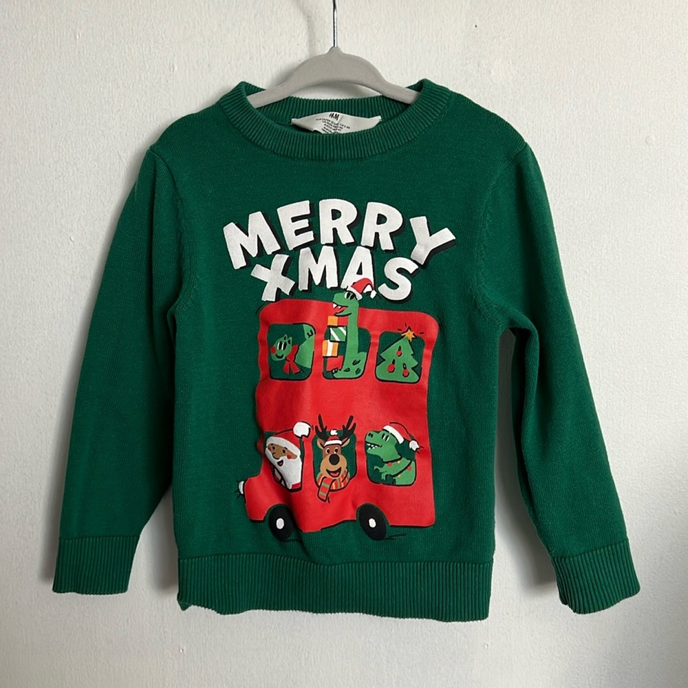 H&M Cotton Green Knit Sweater|Size: 2-4 years old